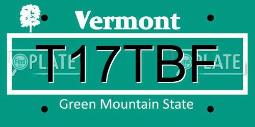 T17TBF Vermont License Plate