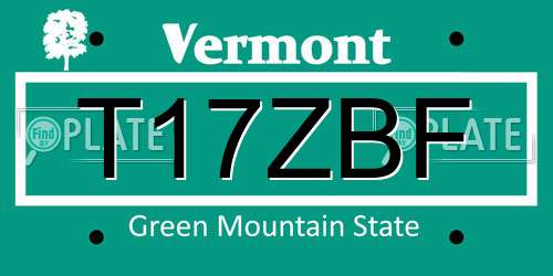 T17ZBF Vermont License Plate