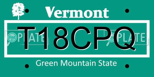 T18CPQ Vermont License Plate