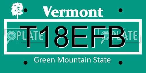 T18EFB Vermont License Plate
