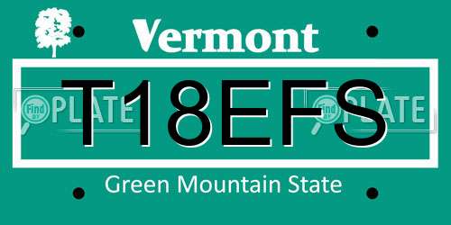 T18EFS Vermont License Plate