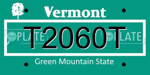 T2060T Vermont License Plate