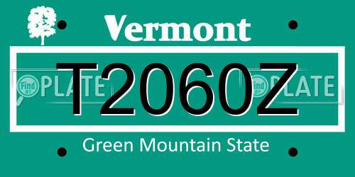 T2060Z Vermont License Plate