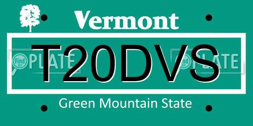 T20DVS Vermont License Plate