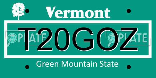 T20GOZ Vermont License Plate