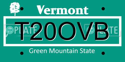 T20OVB Vermont License Plate