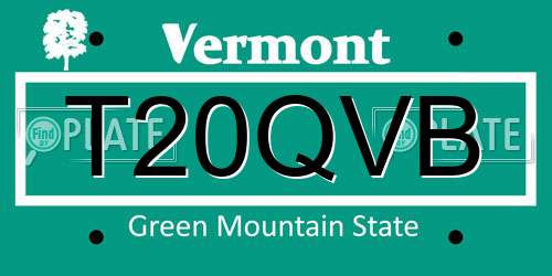 T20QVB Vermont License Plate
