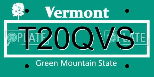 T20QVS Vermont License Plate