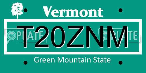 T20ZNM Vermont License Plate