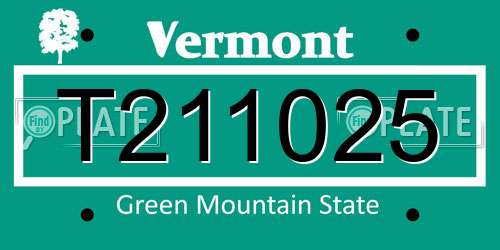 T211025 Vermont License Plate
