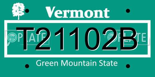 T21102B Vermont License Plate