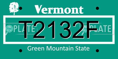 T2132F Vermont License Plate