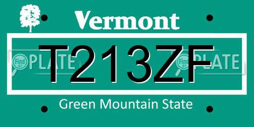 T213ZF Vermont License Plate