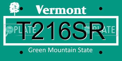 T216SR Vermont License Plate