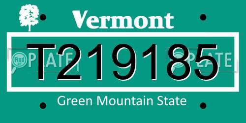 T219185 Vermont License Plate
