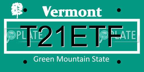 T21ETF Vermont License Plate