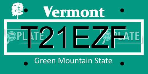 T21EZF Vermont License Plate