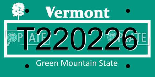 T220226 Vermont License Plate