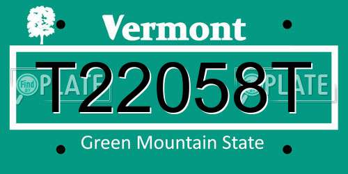 T22058T Vermont License Plate