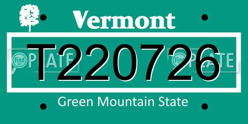 T220726 Vermont License Plate