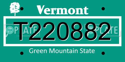 T220882 Vermont License Plate