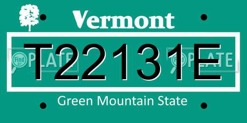 T22131E Vermont License Plate