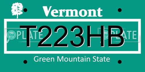 T223HB Vermont License Plate
