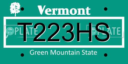 T223HS Vermont License Plate