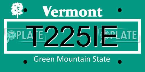 T225IE Vermont License Plate