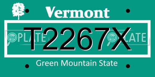 T2267X Vermont License Plate
