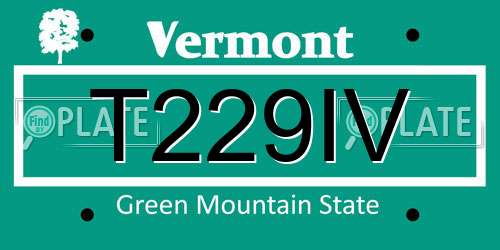 T229IV Vermont License Plate