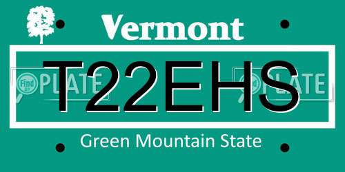 T22EHS Vermont License Plate