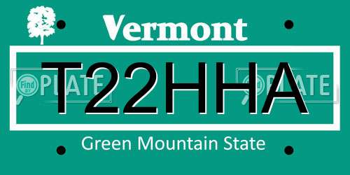T22HHA Vermont License Plate