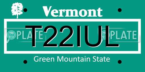 T22IUL Vermont License Plate