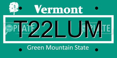 T22LUM Vermont License Plate