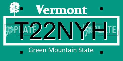 T22NYH Vermont License Plate