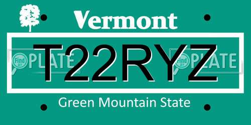 T22RYZ Vermont License Plate