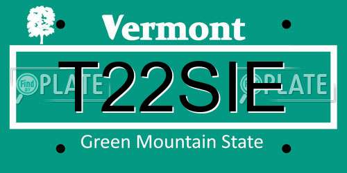 T22SIE Vermont License Plate