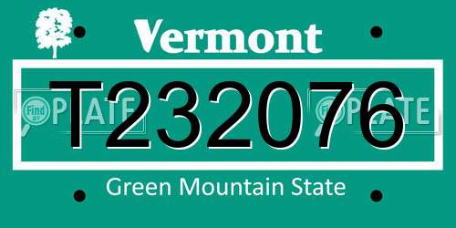 T232076 Vermont License Plate