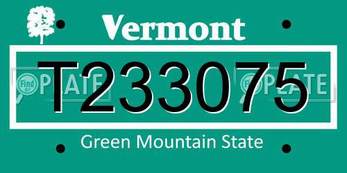 T233075 Vermont License Plate