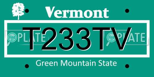 T233TV Vermont License Plate
