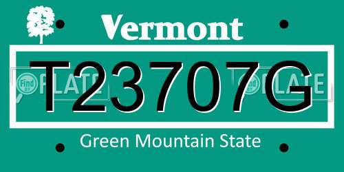 T23707G Vermont License Plate