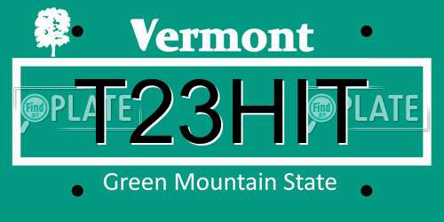T23HIT Vermont License Plate