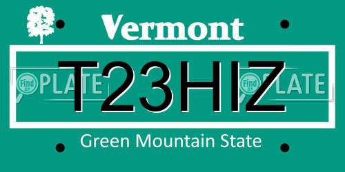 T23HIZ Vermont License Plate