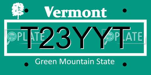 T23YYT Vermont License Plate