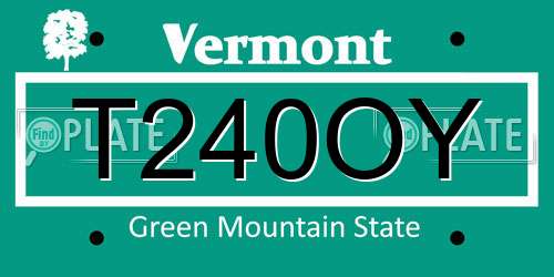 T240OY Vermont License Plate