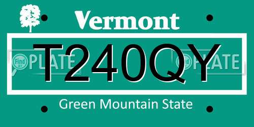 T240QY Vermont License Plate
