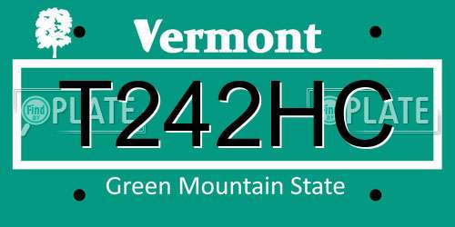T242HC Vermont License Plate