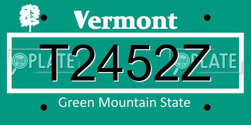 T2452Z Vermont License Plate