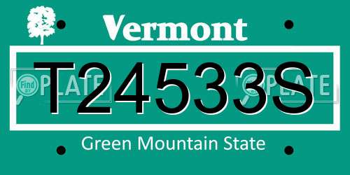 T24533S Vermont License Plate
